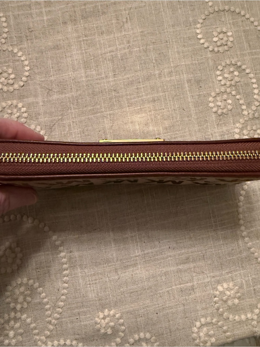 Michael Kors Brown Monogram Drawstring Tassel Handbag & Wallet MK Logo MSRP $450 - Picture 10 of 12